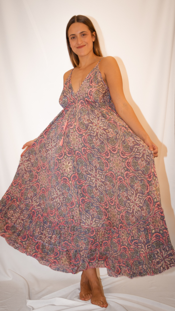 India Block Print Maxi Dress