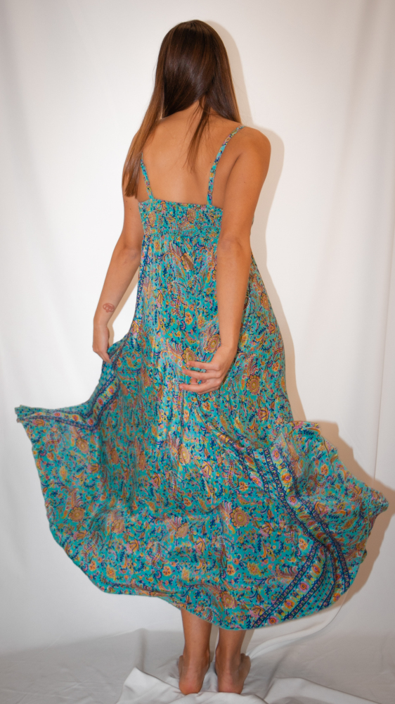 India Block Print Maxi Dress