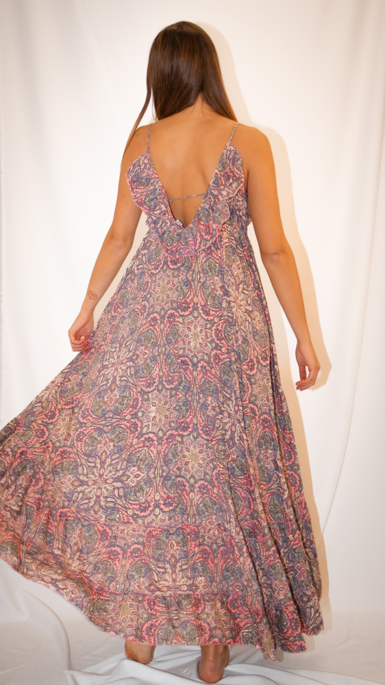 India Block Print Maxi Dress