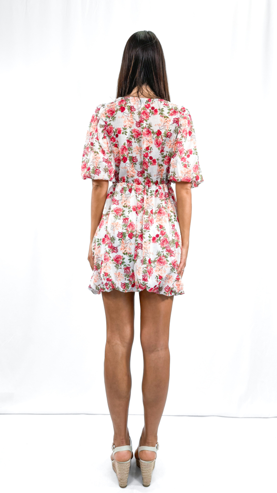 Flower Print Balloon Mini Dress