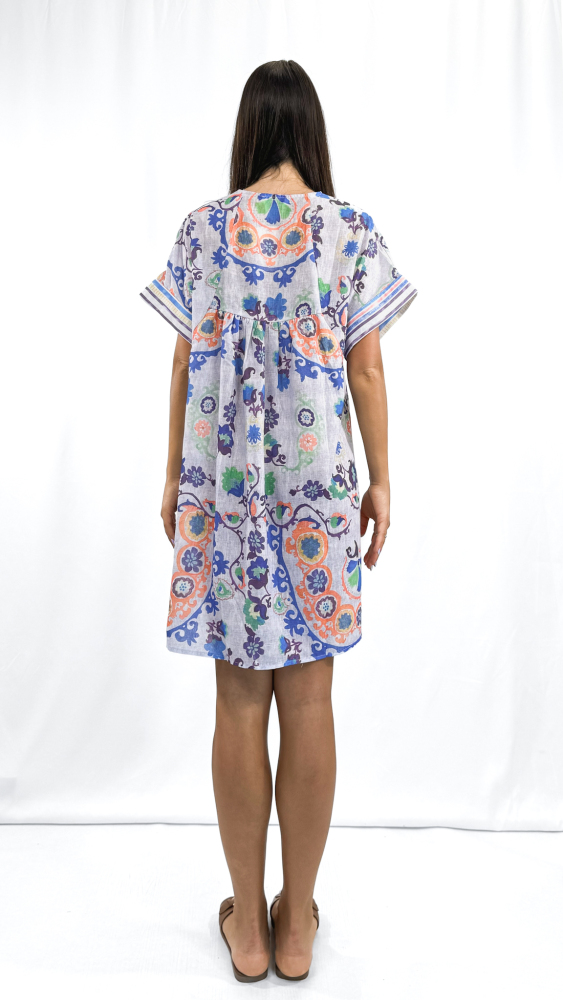 V-Neck Embroidery Short Dress