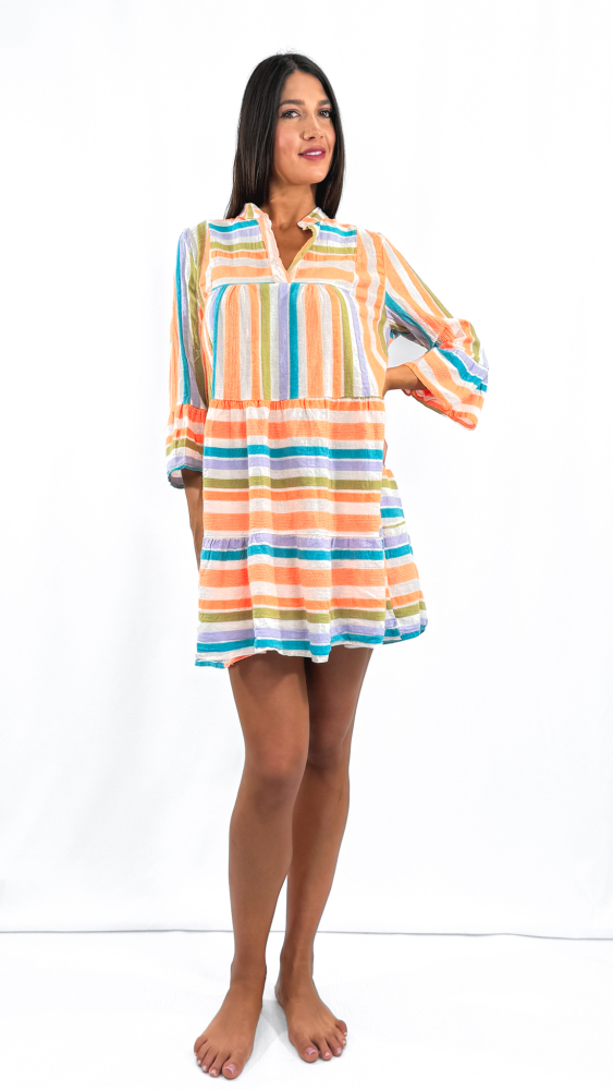 Boho Striped Mini Dress
