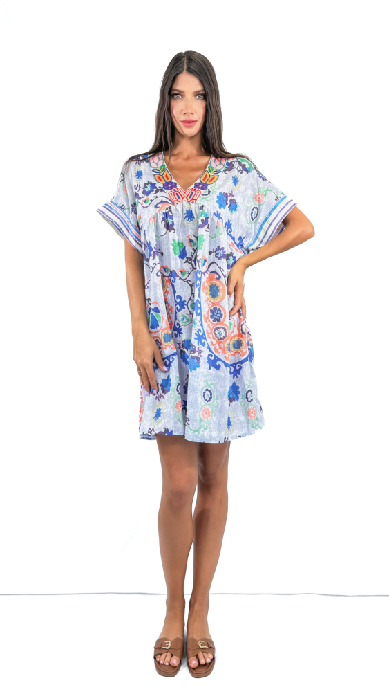 V-Neck Embroidery Short Dress