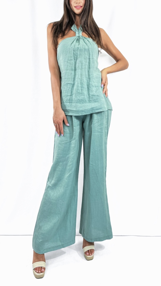 Knot-Tie Top and Trousers Coord Set