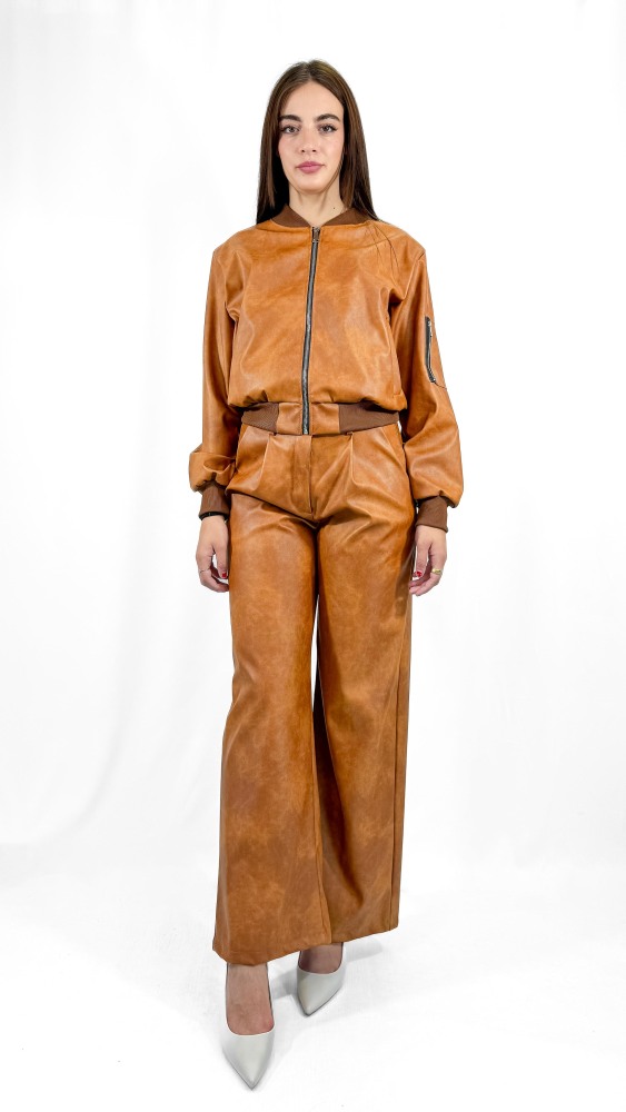 Eco Leather Bomber Trousers Coord Set