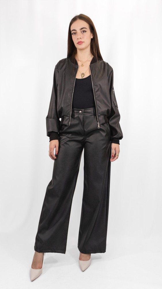 Eco Leather Bomber Trousers Coord Set