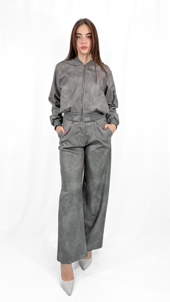 Eco Leather Bomber Trousers Coord Set