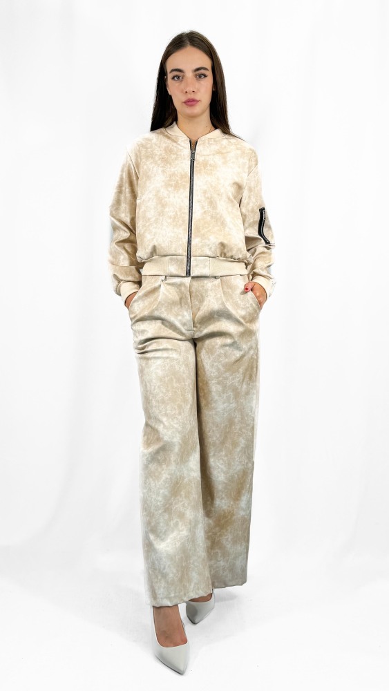 Eco Leather Bomber Trousers Coord Set