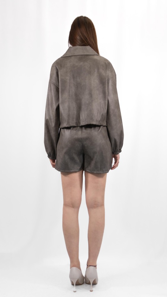 Eco Leather Jacket Skort Coord Set
