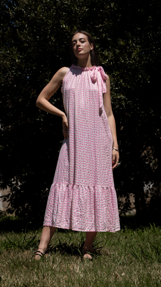 Checkered Ruffles Tiered dress