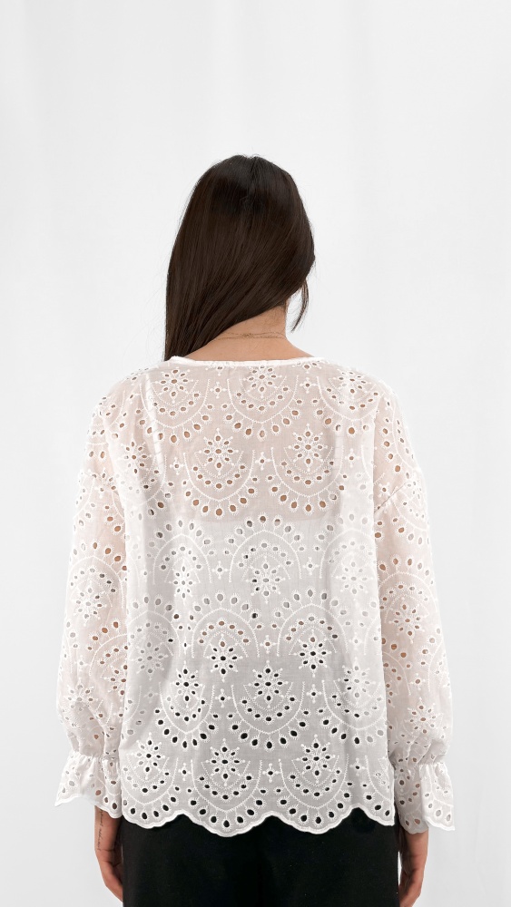 Sangallo Open Work Ribbon-Tie Chemise