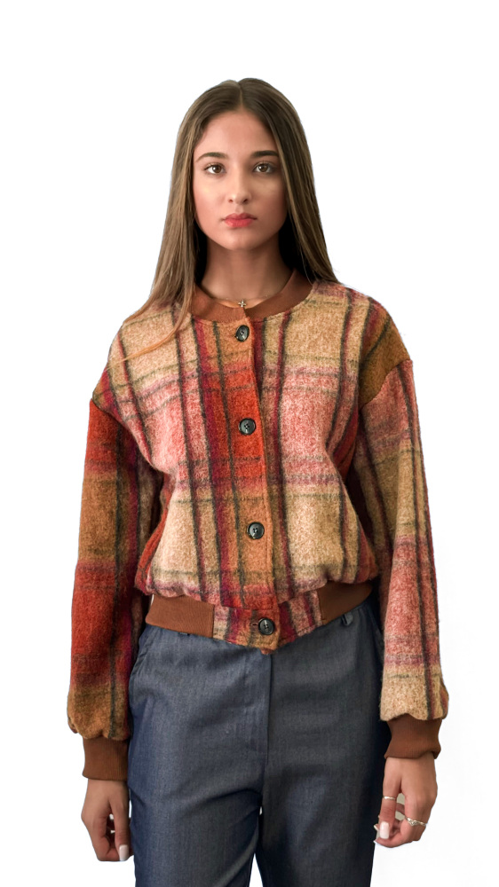 Checkered Wool Bomber