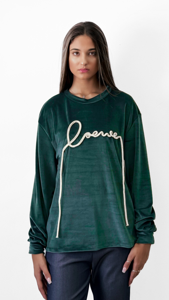 Graphic Text Crewneck Top