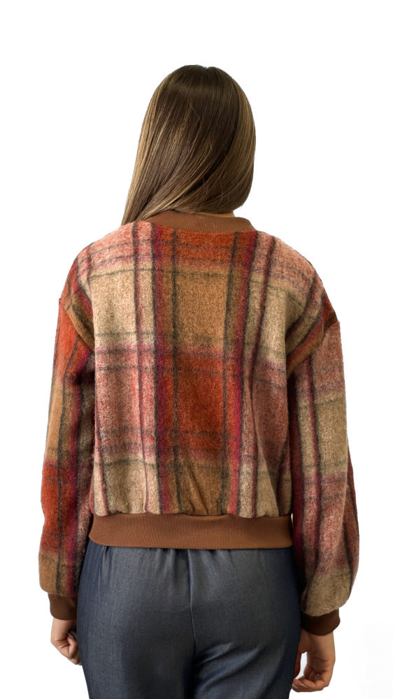Checkered Wool Bomber