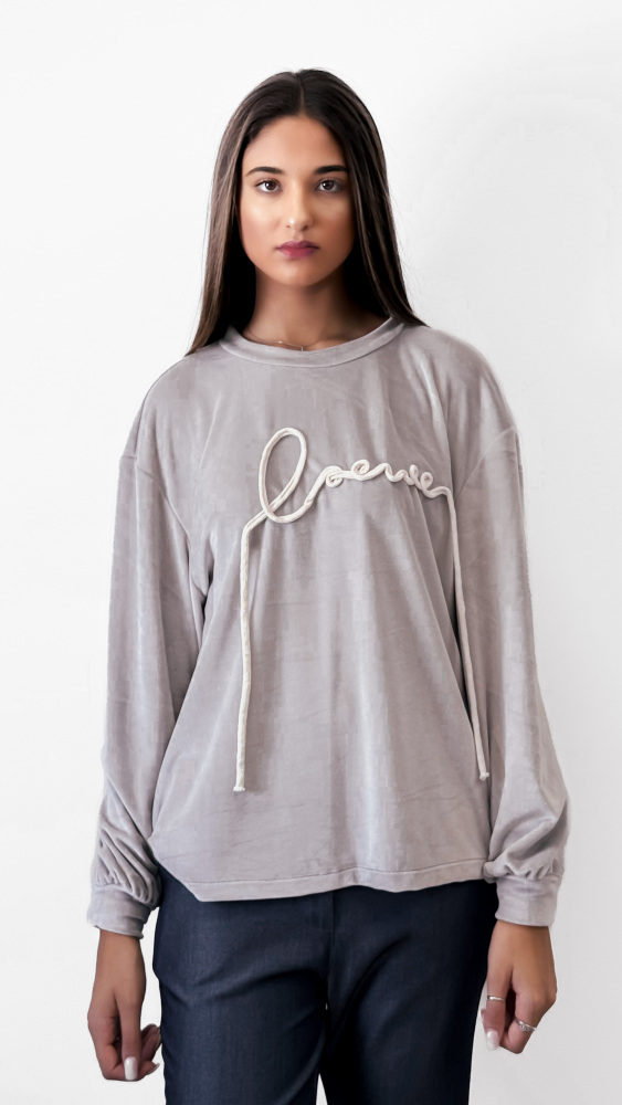 Graphic Text Crewneck Top