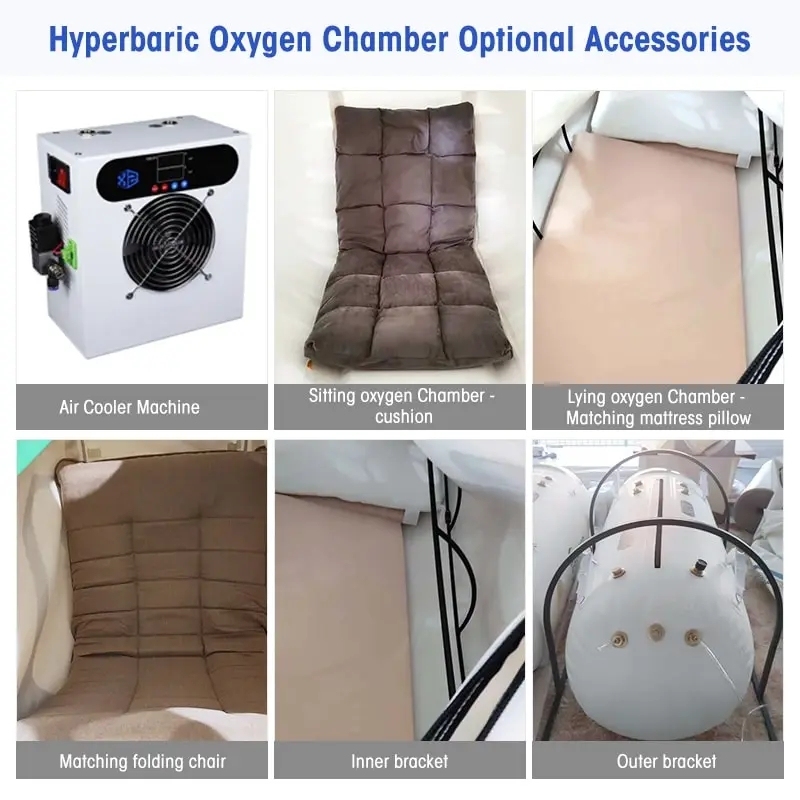32''D 2.0 ATA Lying Soft Shell Hyperbaric Oxygen Therapy HBOT Chamber With Oxygen Concentrator