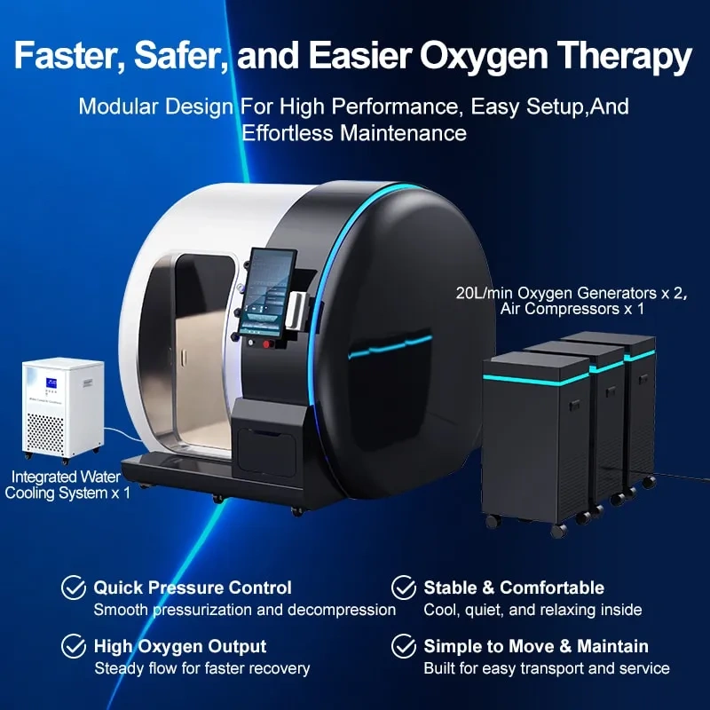 2.0ATA Dual-Person Hard Shell Sitting Type Hyperbaric Oxygen Chamber For Sports Recovery