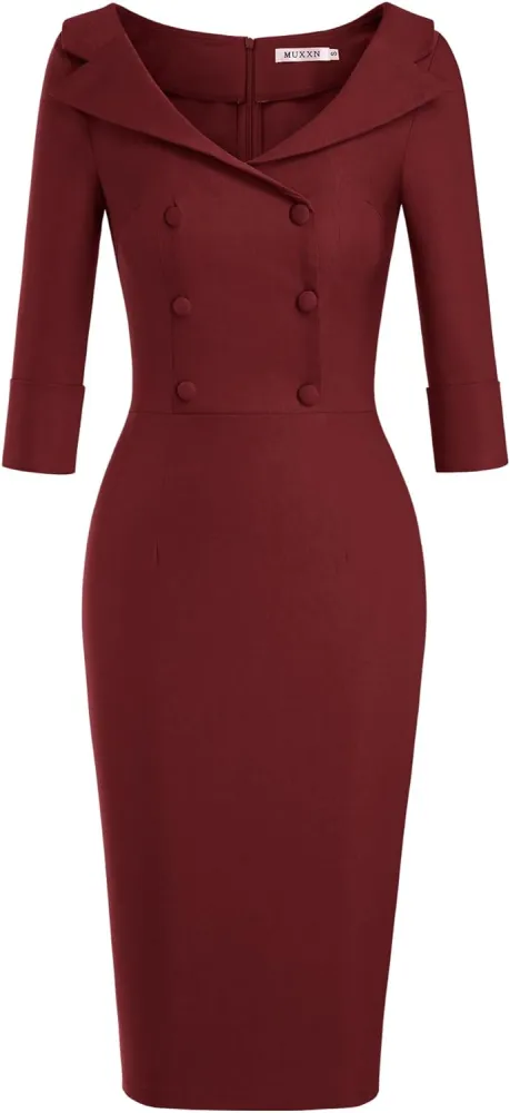 muxxn red dress MUXXN Women's Classic Vintage Sweetheart Neckline Cocktail Prom Tea Dress