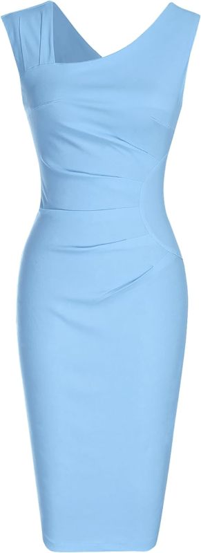 MUXXN Women's Retro 1950s Style Sleeveless Slim Business Pencil Dress