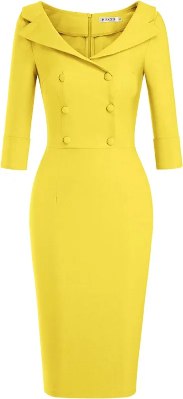 MUXXN Women's Classic Vintage Sweetheart Neckline Cocktail Prom Tea Dress