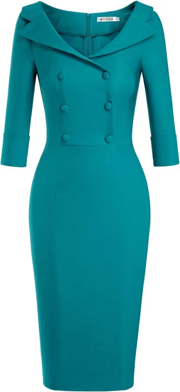 MUXXN Women's Classic Vintage Sweetheart Neckline Cocktail Prom Tea Dress