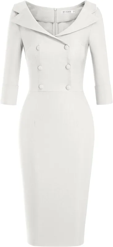 MUXXN Women's Classic Vintage Sweetheart Neckline Cocktail Prom Tea Dress