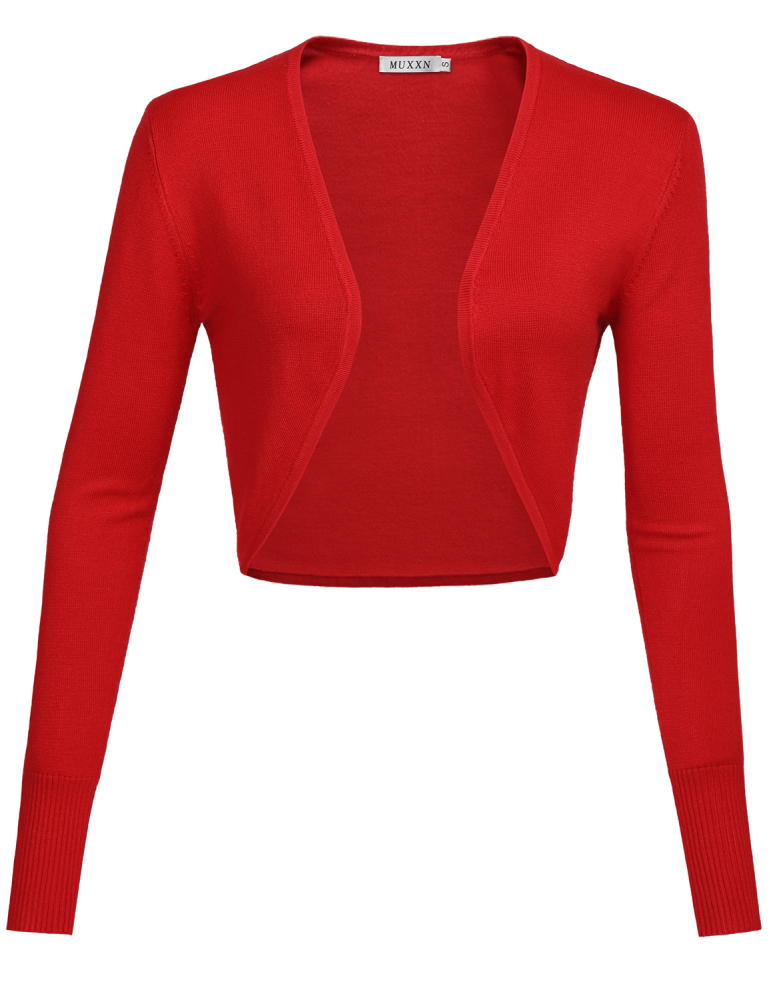 MUXXN Women's Bolero Shrug Longsleeve Knit Cardigan