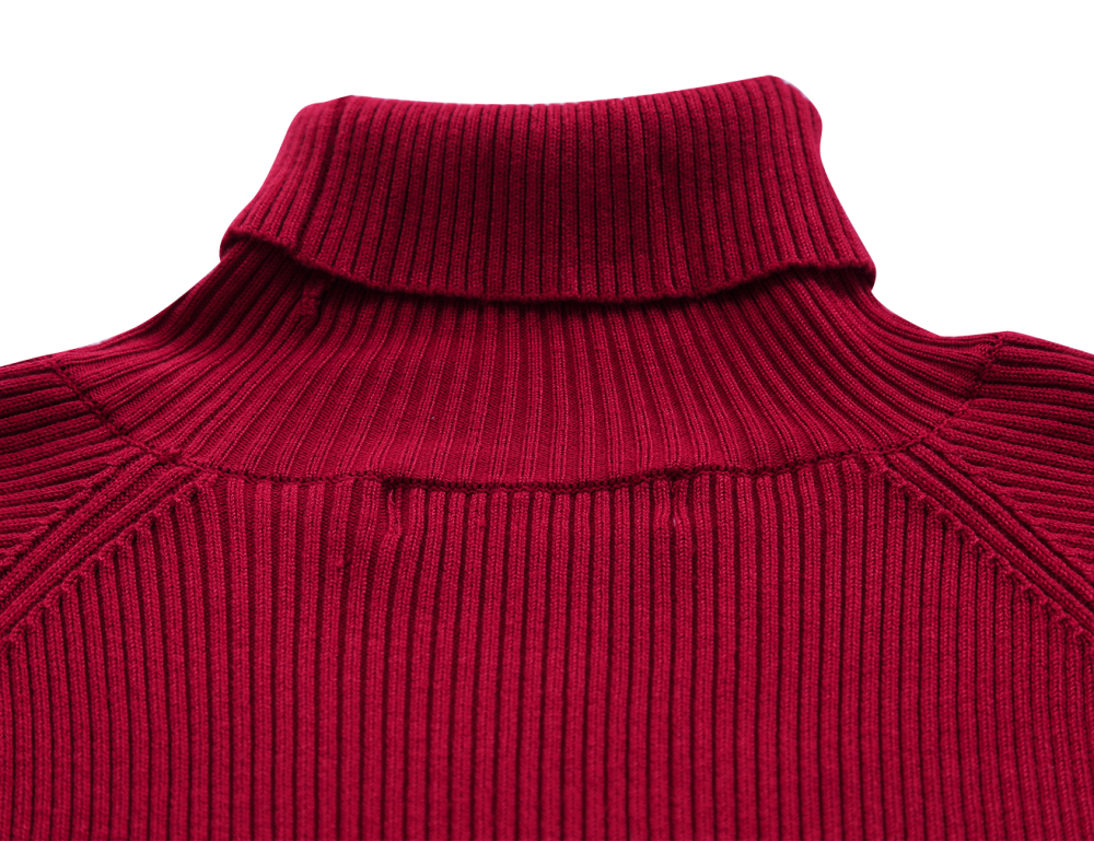 MUXXN Women's High Neck Long Sleeve Knit Casual Sheath Bodycon Midi Dress