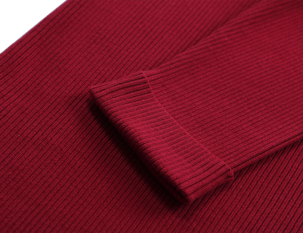 MUXXN Women's High Neck Long Sleeve Knit Casual Sheath Bodycon Midi Dress