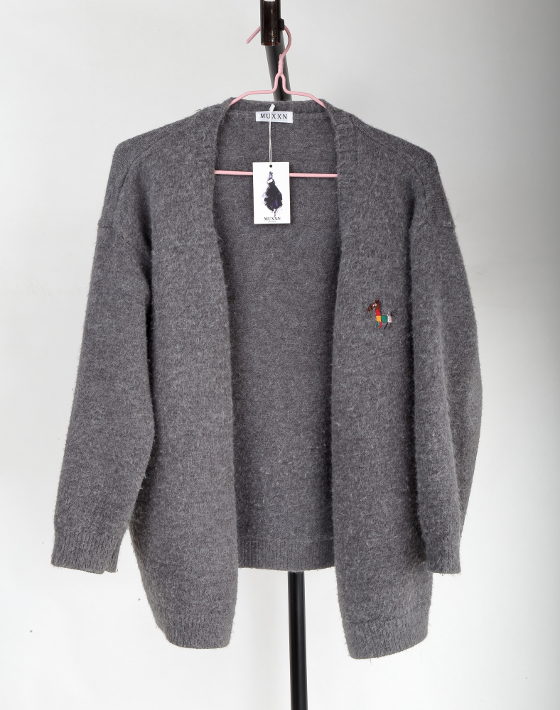 MUXXN Womens Classic Casual Coat Scoop Collar Open Front Wool Knitted Jacket