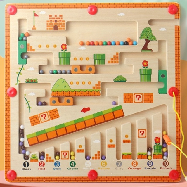 Wood color digital cognitive classification magnetic organ magic palace walking bead kindergarten educational toys