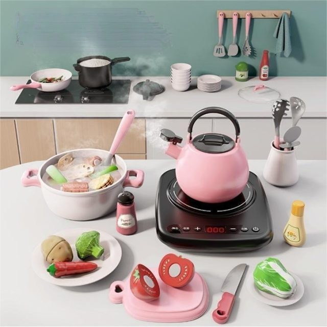 Simulation kitchenware refrigerator cut music hot pot induction cooker rice cooker cooking set play home