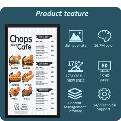 Wall Mount Restaurant Lcd Digital Menu Screen