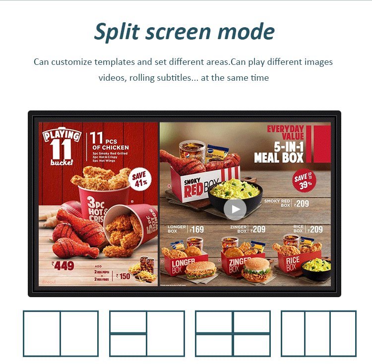 Wall Mount Restaurant Lcd Digital Menu Screen