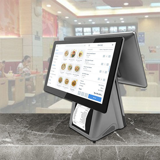 Sistema de punto de venta de caja registradora Pos de pantalla dual para restaurante para restaurantes