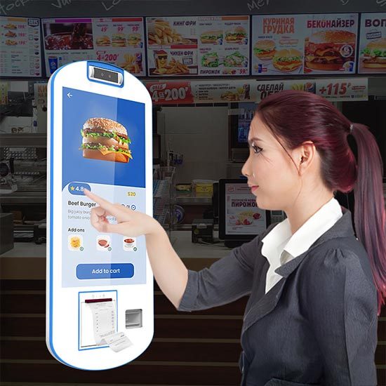 Self Service Payment Monitor Wall Mount Touch Screen Ordering Kiosk