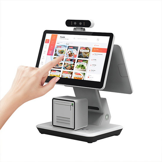 Hardware per punto vendita con stampante a doppio touch screen e tablet POS