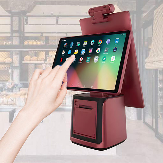 Chiosco POS self-service da tavolo con registratore di cassa con scanner e stampante per ricevute