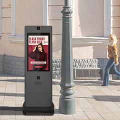 floor standing outdoor lcd digital signage kiosk display with wheel