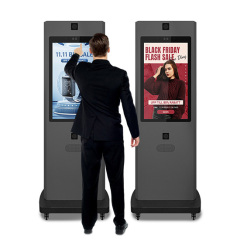 floor standing outdoor lcd digital signage kiosk display with wheel