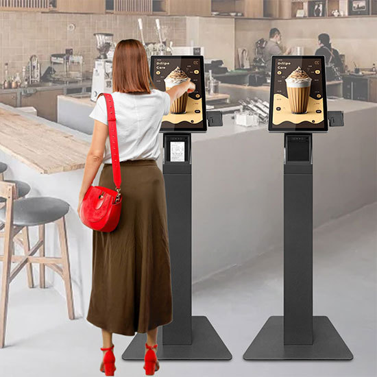 15.6 Inch Floor Standing Cashless Payment Machine Cafeteria Yo Sushi Kiosk
