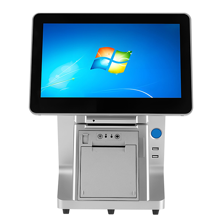 Double Screen All In One Pos PC Poe Powered Computer Windows System With Printer