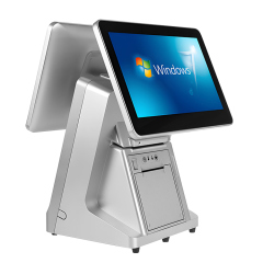 Double Screen All In One Pos PC Poe Powered Computer Windows System With Printer