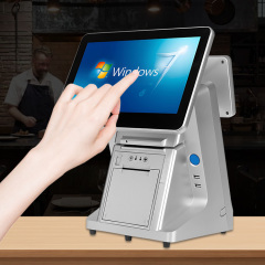 Double Screen All In One Pos PC Poe Powered Computer Windows System With Printer