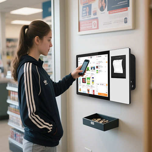 Monitor touch screen da 17 pollici per ordinazioni self-service e pagamenti per mensa intelligente