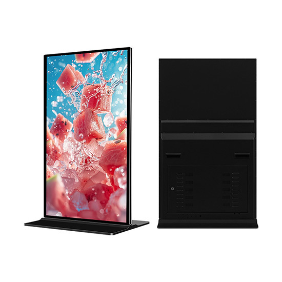 Quioscos multimedia electrónicos de pie con pantalla táctil de 55 pulgadas y pantalla completa.
