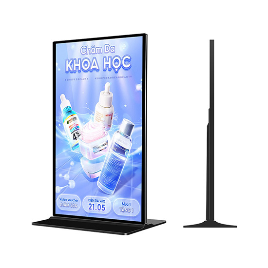 Quioscos multimedia electrónicos de pie con pantalla táctil de 55 pulgadas y pantalla completa.