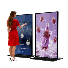 Quioscos multimedia electrónicos de pie con pantalla táctil de 55 pulgadas y pantalla completa.