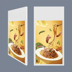 Pantalla digital colgante de doble pantalla de 55 pulgadas para publicidad en interiores, ideal para restaurantes.