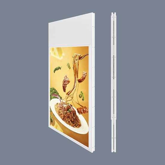 Pantalla digital colgante de doble pantalla de 55 pulgadas para publicidad en interiores, ideal para restaurantes.